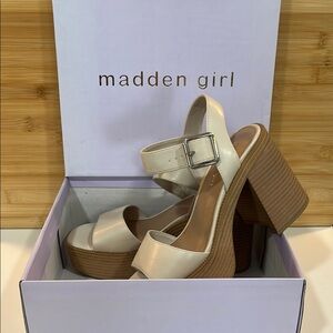 Madden Girl Cream Platform Sandals